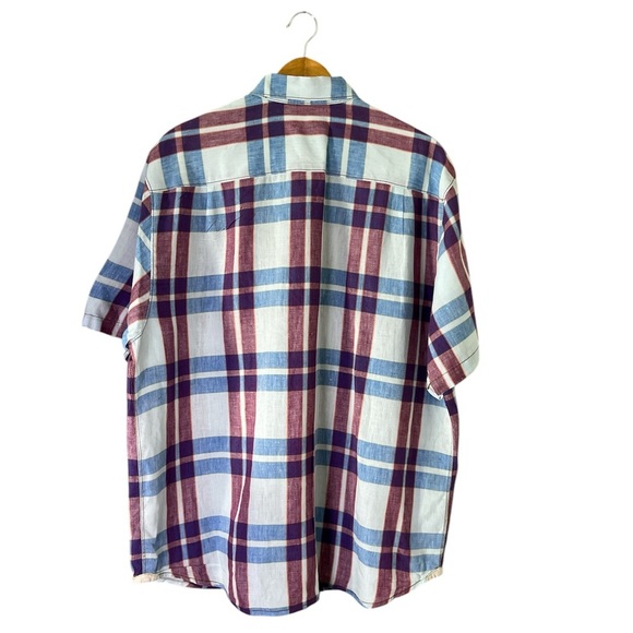 2 x $25 Tommy Bahama Relax Men’s XL 100% Linen Plaid Short Sleeve Shirt - Picture 3 of 15